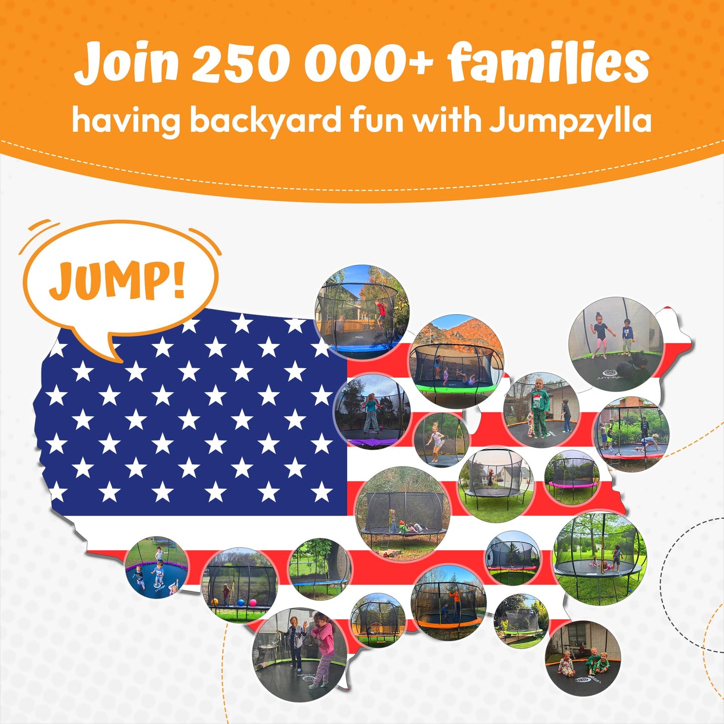 JUMPZYLLA Trampoline Outdoor 8FT 10FT 12FT 14FT 15FT 16FT with Enclosure and Ladder, ASTM Approved Recreational Trampoline for Kids and Adults, Anti-Rust Coated Frame (Black, 14FT)