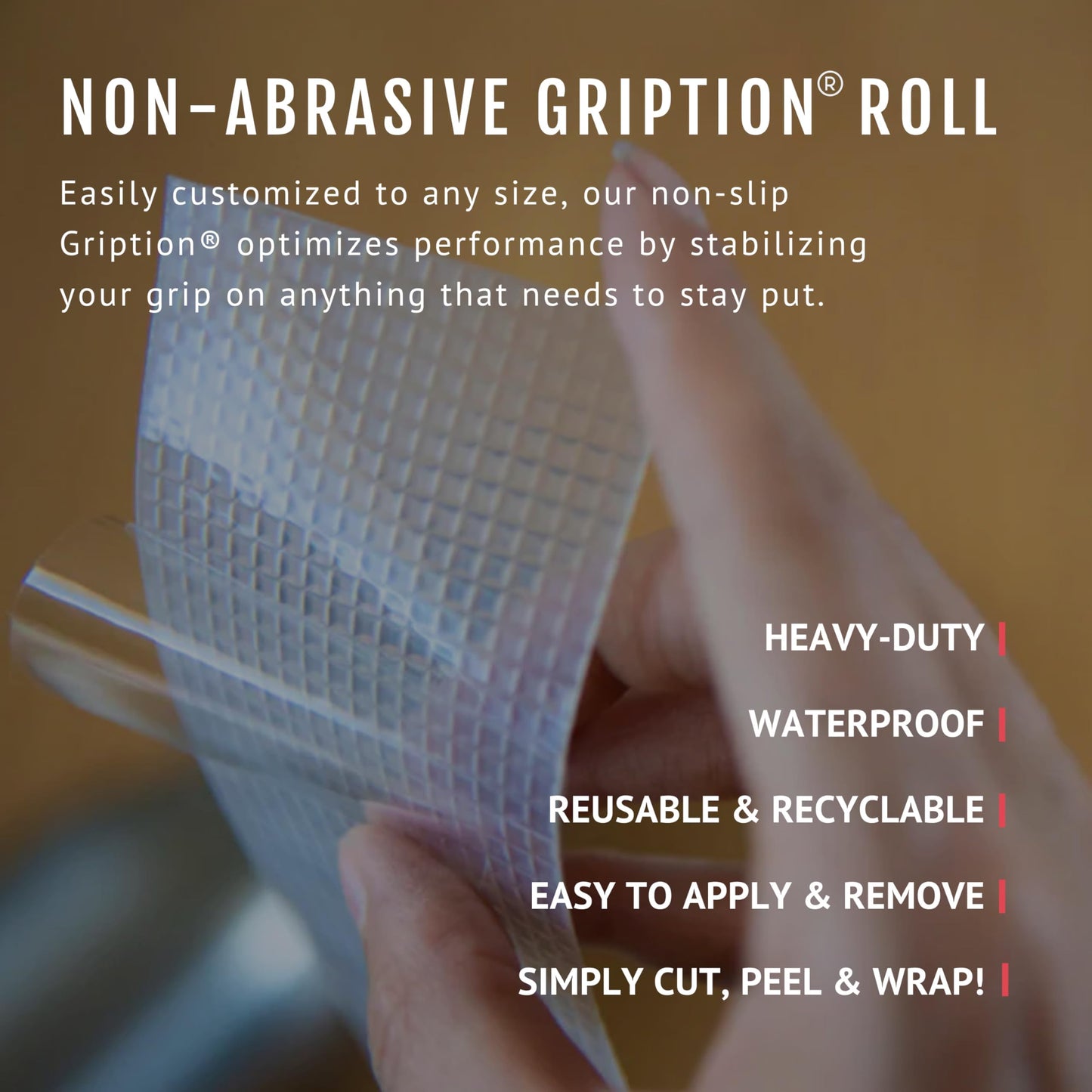 CATTONGUE GRIPS Non-Abrasive Grip Tape Roll - 1” Wide Heavy-Duty, Waterproof Anti-Slip Tape for Wrapping Tools, Grab Bars, Gym Equipment & More - Indoor & Outdoor Non-Skid Solution (Black, 10ft)