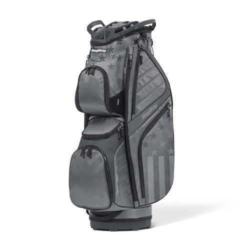 Bag Boy CB-15 Golf Cart Bag, 15 Way Top with Full Length Individual Dividers, Lightweight, Dedicated Putter Well, 9 Pockets, Stars and Stripes/Charcoal