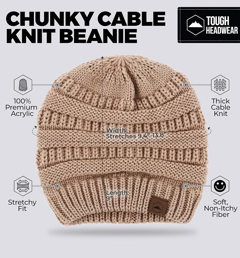 Variation of THIS listing: Beige One Size - Tough Headwear Slouchy Beanie Hat for Women, Itch-Free Acrylic Winter Gear