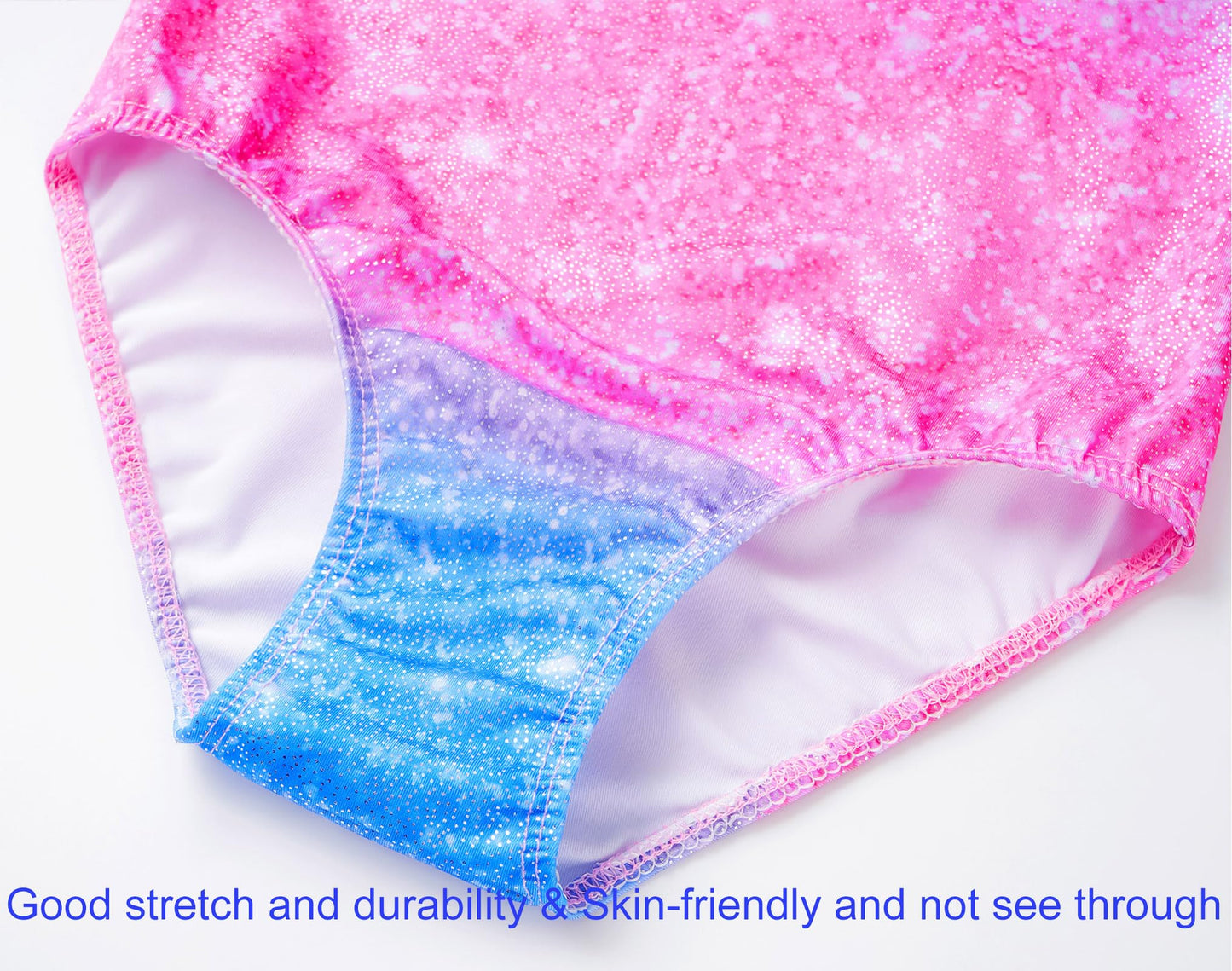 Domusgo Gymnastics Leotards for Girls 8-9 Years Old Blue Pink Star Sky Sparkly One Piece Tumbling Outfits