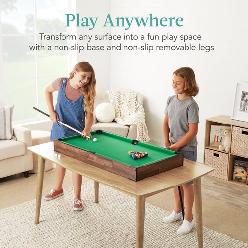 Best Choice Products 40in Tabletop Billiard Table, Pool Arcade Game Table for Living Room, Game Room w/ 2 Cue Sticks, Ball Set, Storage Bag - Walnut