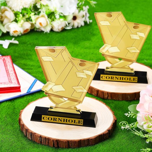 Sieral 3 Pieces 5.5 Inch Cornhole Trophy Cornhole Tournament Award Cornhole Winner Award Prize Gift for Tournaments, School Match Sports Competition Teams