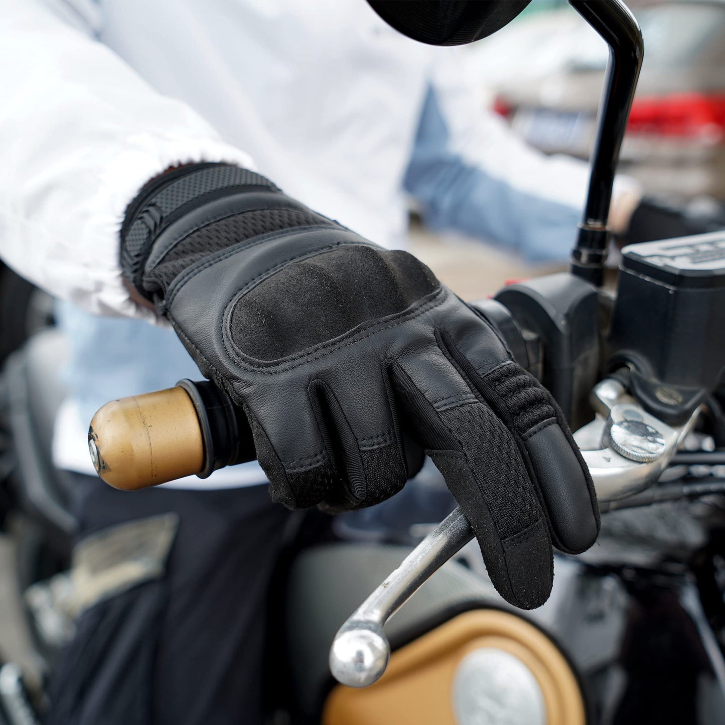 AXBXCX Touchscreen Full Finger Gloves for Men, Padded Gloves Black X-Large