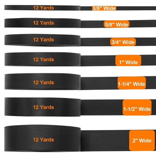 BEYOURD Extra Thick Webbing, Heavy Duty Nylon Straps, Flat Strapping for Outdoor DIY Gear Repair (1" x 12 Yard)