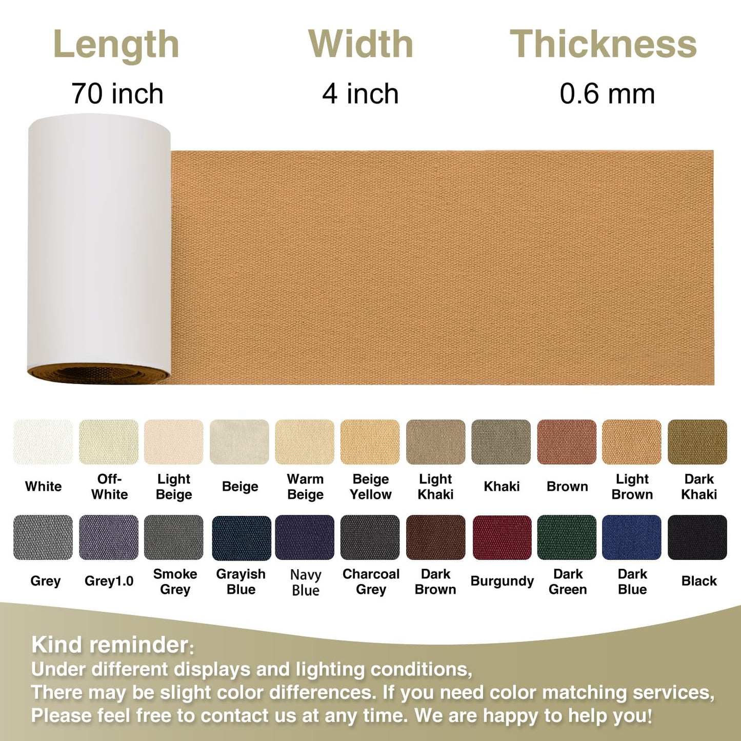 Gheeidau Canvas Repair Tape 4×70 Inch Waterproof Self-Adhesive Fabric Repair Patch for Repairing Boat Covers,Tents,Patio Umbrellas,Car Seats,Luggage,Sofas.(Light Brown)