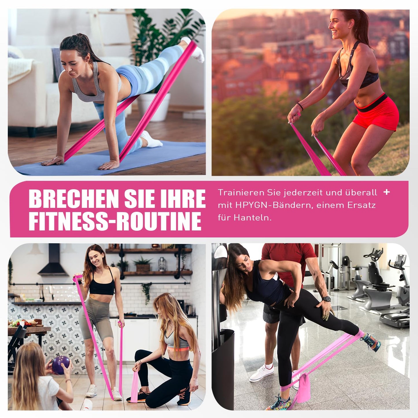 Resistance Bands, Exercise Bands for Physical Therapy Women, Stretch Bands for Yoga, Pilates, Rehab, Fitness, Strength Training, Home Exercise, Elastic Workout Bands at Home Gym