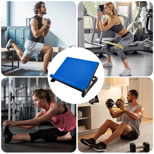 Slant Board Calf Stretcher, Adjustable Steel Incline Board Squat Wedge with Non-Slip Mat, Portable Standing Balance Board for Flexibility, Ankle Foot, Knees Exercise, Fitness, Physical Therapy (Blue)