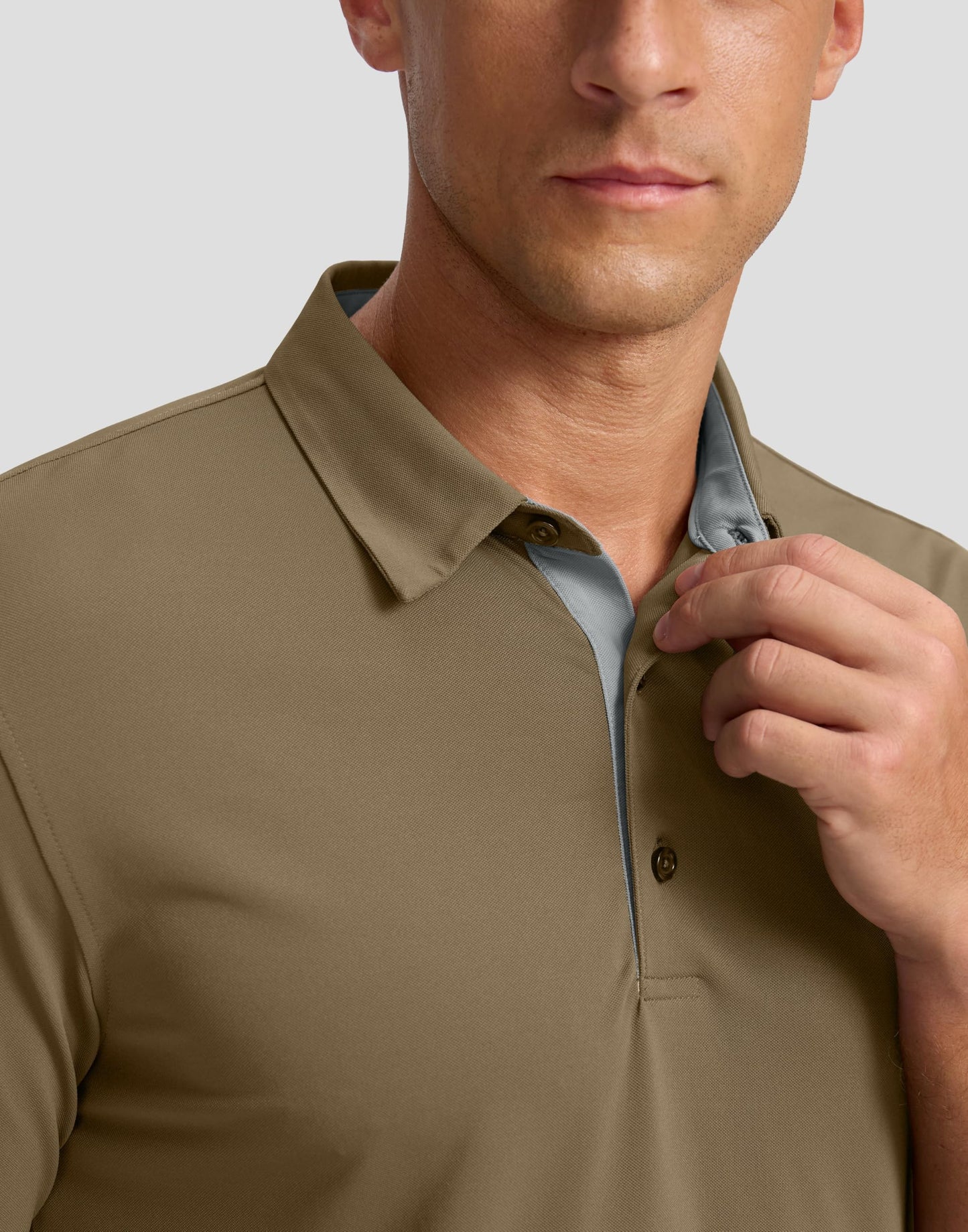 Men's Golf Shirts Dry Fit Moisture Wicking Performance Short Sleeve Collared Polo Shirts for Casual Athletic Business (Khaki, S)