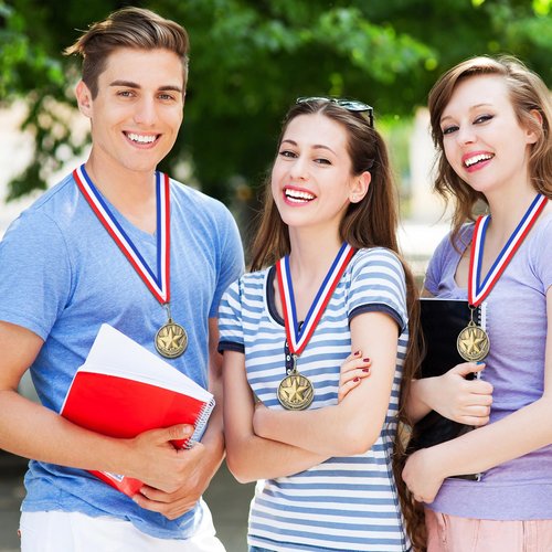 Quelay 30 Pcs 2'' Gold Medals for Awards Winner Bulk with Neck Ribbons Metal Trophy Award Prize Gift for Kids Students Adults School Graduation Participation Competitions(Star Performer)