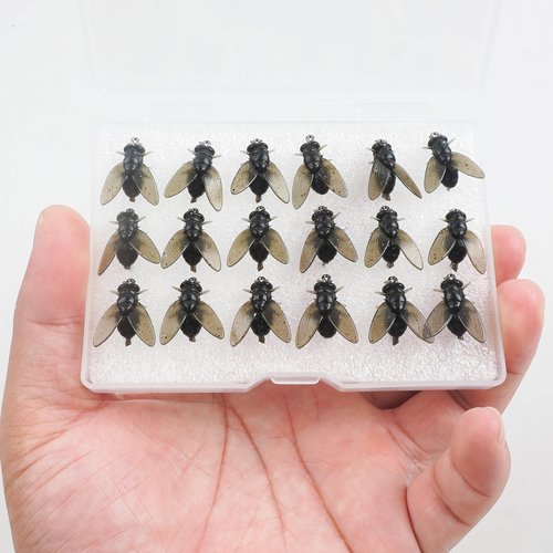 OROOTL Bionic Fly Fishing Baits, 18pcs Fly Fishing Flies Kit Trout Jigs Swimbaits Dry Flies Baits for Saltwater Freshwater Bass Trout Panfish Artificial Soft Lure, Black