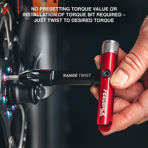 Feedback Sports | Range Twist Torque Wrench (2-8Nm) | Includes 10 Fastener Sizes in 6 S2 Steel Bits | For Bicycle Maintenance and Repair
