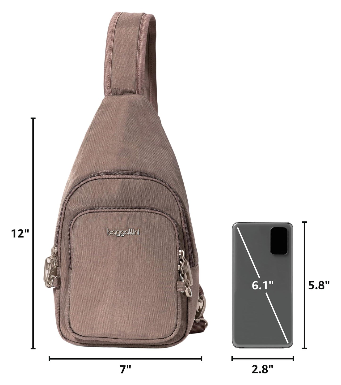 Securtex® Anti-Theft Daytripper Sling - 7x12" Travel Safe Crossbody Bag w/Locking Zippers, Slash-Resistance