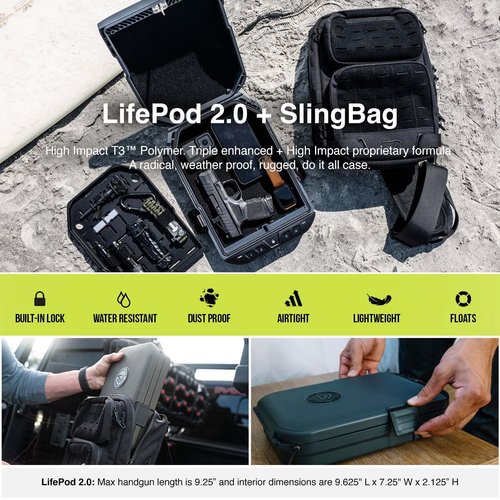 Vaultek LifePod 2.0 Combo | Secure Waterproof Travel Case & Rugged Electronic Lock Box with SlingBag Travel System | Backlit Keypad, App Control, Anti‑Impact Latch | Signature Series Kit
