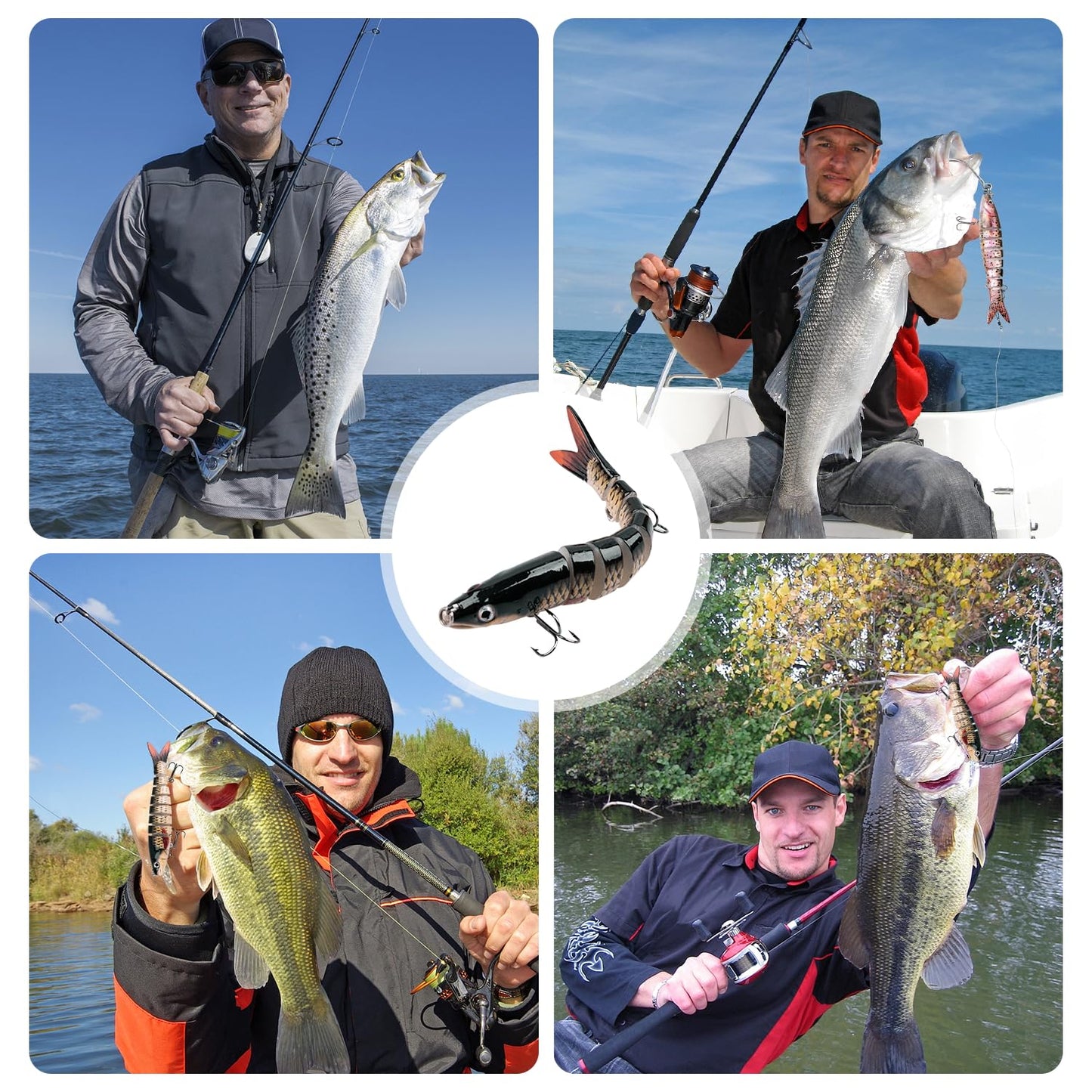 ReeMoo Fishing Lures for Bass, Topwater Fishing Lures, Multi Jointed Swimbaits, Lifelike Slow Sinking Swimming Bass Lures for Freshwater and Seawater Fishing Accessories
