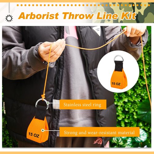 LOYIM 3 Pcs Arborist Throw Line Kit, 30L Red Black Rope Storage Bucket Backpack, 15 oz Arborist Throw Weight Bag, 164 ft Polyester Rope Equipment for Tree Work Limb Throwing Climbing Trimming