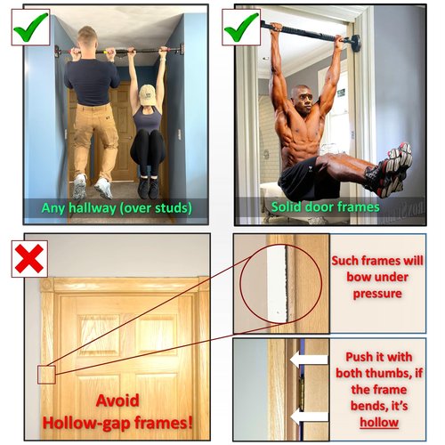 IRONSURGE Pull Up Bar for Doorway 6-piece Set with Two Attachable Resistance Bands, Training Manual, Door frame Chin Up Bar, and Two Angled Supports For Home Gym Workout, No Screws, Max 680lbs,