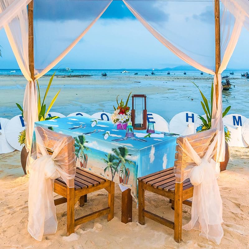 3-Piece Hawaiian Beach Tablecloths Set, 137 x 274 cm Plastic Party Cover