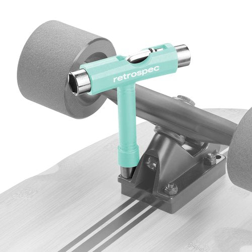 Retrospec Upkeep All-in-One Multi-Function Portable Skate Tool With 2-in-1 Allen Wrench & Phillips Head Screwdriver for Adjusting and Tightening Skateboard/Longboard Wheels, Trucks, and Kingpins, Aqua