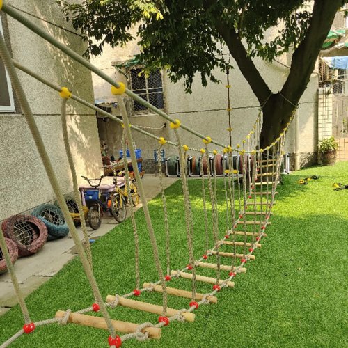 Kindergarten Outdoor Balance Bridge, Amusement Park Suspension Bridge, Rope Bridge for Treehouse, Outdoor Bridge Rope Ladder for Outdoor Activities, kindergartens(Yellow, 6m)