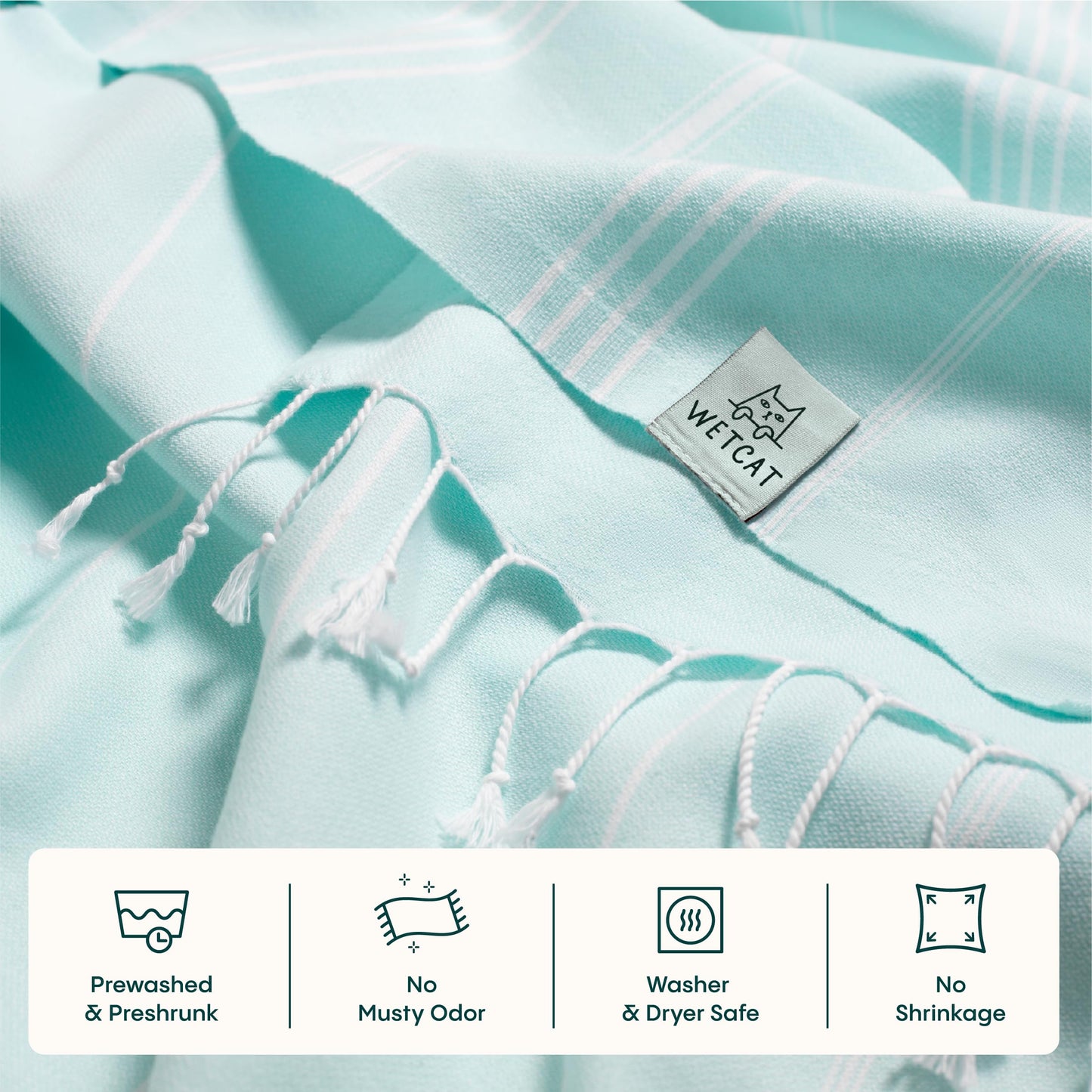 WETCAT Turkish Beach Blanket Sandproof (82"x82") 100% Turkish Cotton, Made in Turkey - Sand Free, Ultra Soft, Extra Large Throw for Picnic – Mint Green