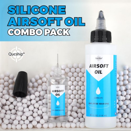 Airsoft Oil 4 oz & 1 oz Needle Oiler 100% Silicone Air Gun Oil, Multi-Purpose Airsoft Chamber Lube, All Purpose Silicone Lubricant for All Airgun