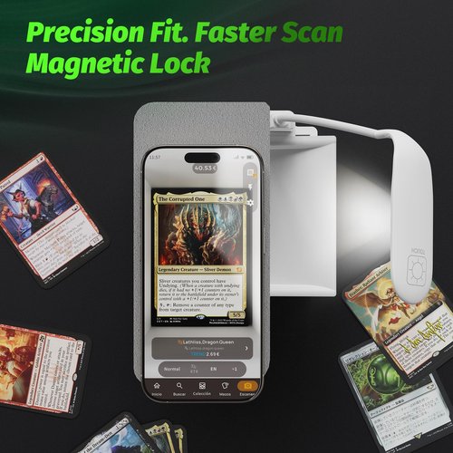 Card Scanner Pro for Trading Cards – MTG Card Scanner Stand with LED Light and Magnetic Base, Quickly Scan and Price Check Unsleeved Collectible Cards, Only Compatible with ManaBox App