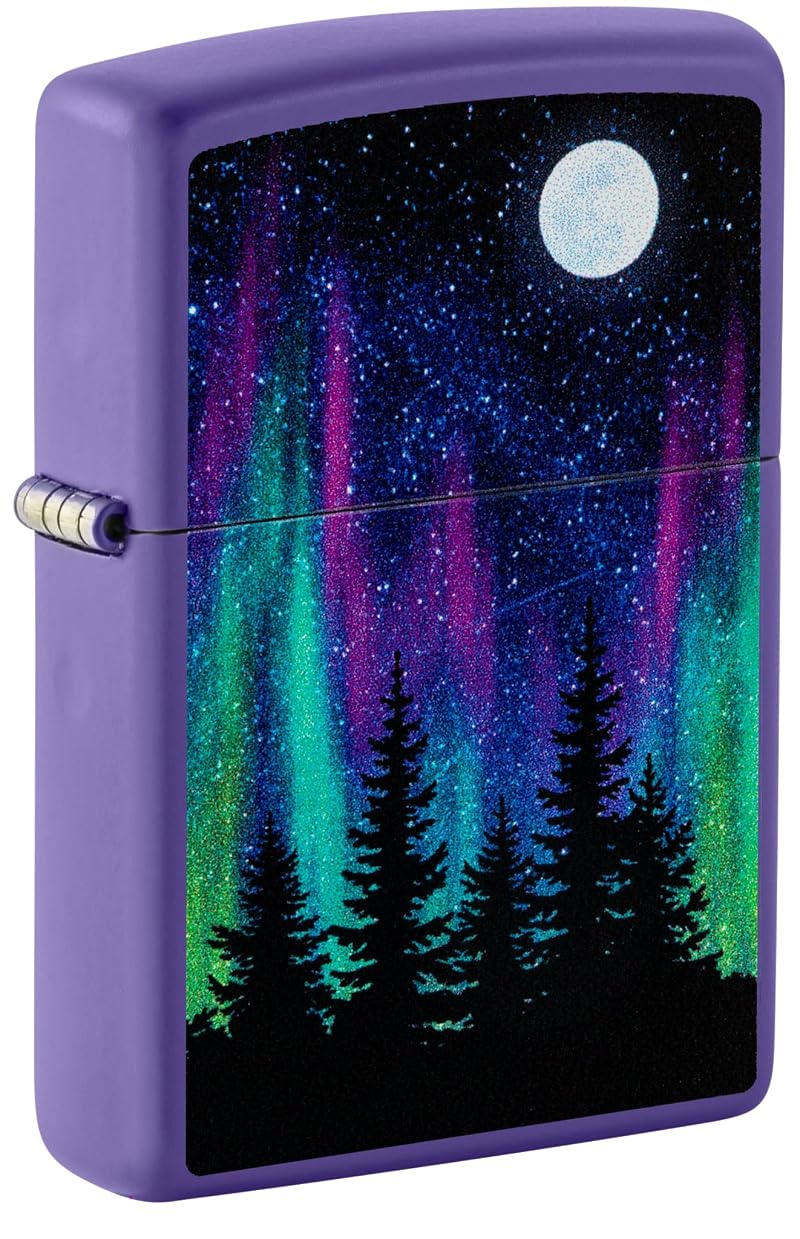 Zippo Northern Lights Design Purple Matte Pocket Lighter