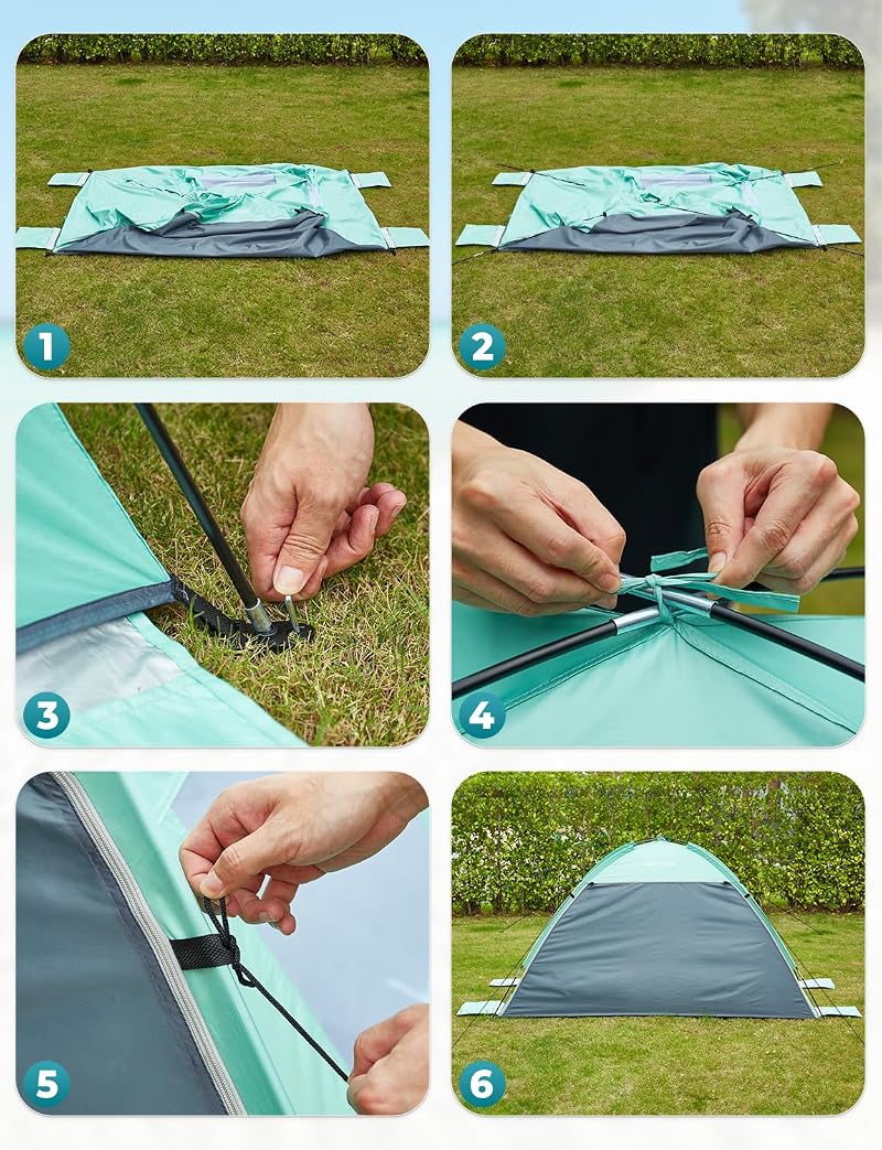 Glymnis 3 Person Beach Tent Sun Shelter UPF 50+ Easy Setup Green Variation: Green+3 Person