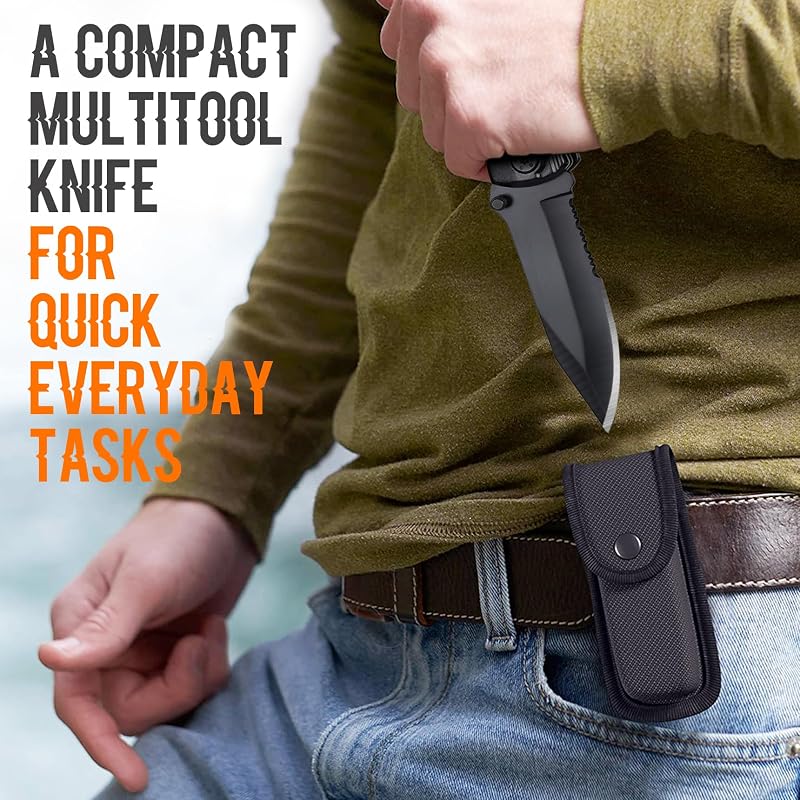 Godfather Multitool Knife 20-in-1 with Engraved Best Godfather Ever - Black