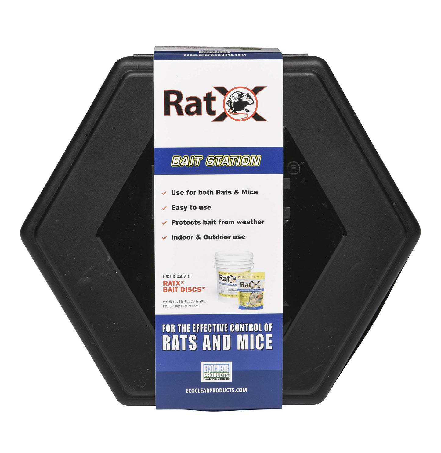 RatX Rodent Bait Station for Mice & Rats – Indoor & Outdoor Use | Small Plastic Bait Box | Compact Size | Weatherproof, Reusable