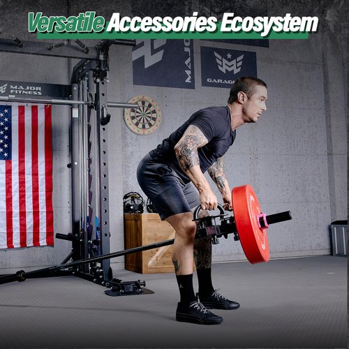 Major Fitness Squat Machine Weight Stack Set with Cable Crossover System, Multi-Function Squat Rack Power Cage, Heavy-Duty Fitness Equipment for Strength Training and Full-Body Workouts
