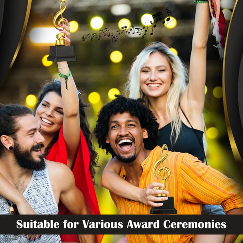Affrolling 6 Pcs Small Gold Music Trophies 6.7 inch Plastic Music Note Trophy Awards for Team Participation Gift Prizes