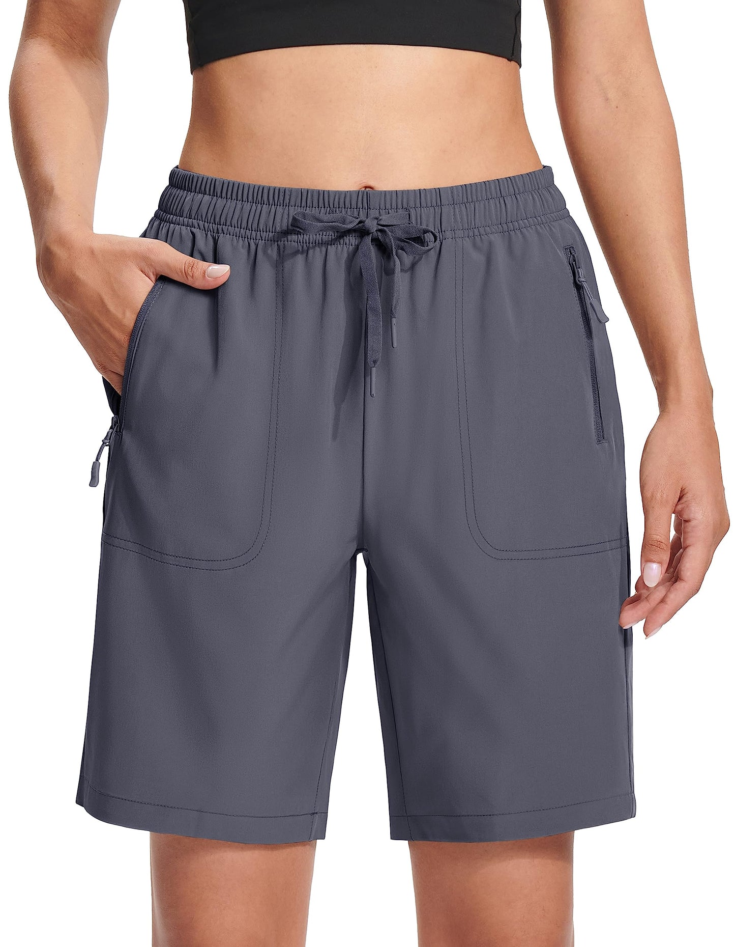 MAGCOMSEN Hiking Shorts for Women with Pockets Lightweight Quick Dry Golf Running Shorts Dark Grey 2XL