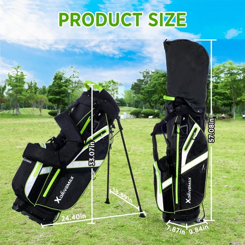XDriveMax Golf Stand Bag, Lightweight Golf Bag with Stand for Men & Women Premium Golf Club Bags with Rain Cover,Cooler and Golf Accessory Kit,