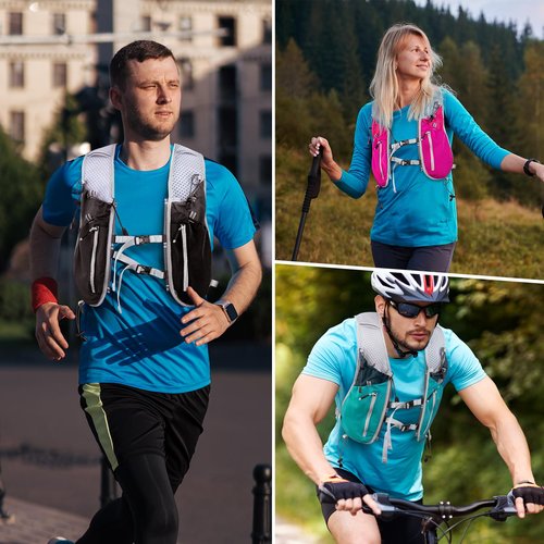NONSAR Running Vest for Men Women, Running Vest Backpack, Lightweight Pack with 500ml Soft Flask, Adjustable Chest Straps and Reflective Running Hydration Vest for Running Hiking Cycling Camping