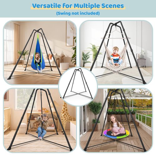 Heavy Duty Swing Frame, 330LBS Metal Swing Stand for Kids and Adults, Fits for Most Swings - for Indoor and Outdoor Use, Black(Seat NOT Included)
