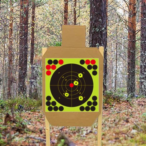 50 Pack 6x6 Inch Splatter Shooting Targets – Splatter Targets with Fluorescent Burst & Repair Patches – Ideal for Shooting Range Practice, Drills, Indoor & Outdoor Use