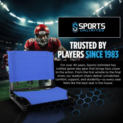 Sports Unlimited - Bleacher Chairs with Back and Cushion - Stadium Seats with Back Support Wide and Regular, Stadium Chair