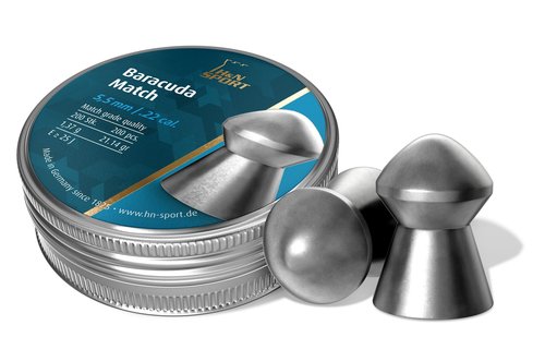 H&N Sport Baracuda Match Round Nose Pellets, .22 Caliber (5.51 mm) 200 Count
