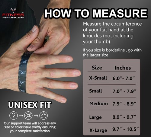 FITNESS FORCE Ventilated Gym Gloves for Men with Built-in Wrist Support for Workouts Weightlifting Gloves Workout Gloves for Women Exercise Fitness Gloves Perfect for Powerlifting, Cross Training