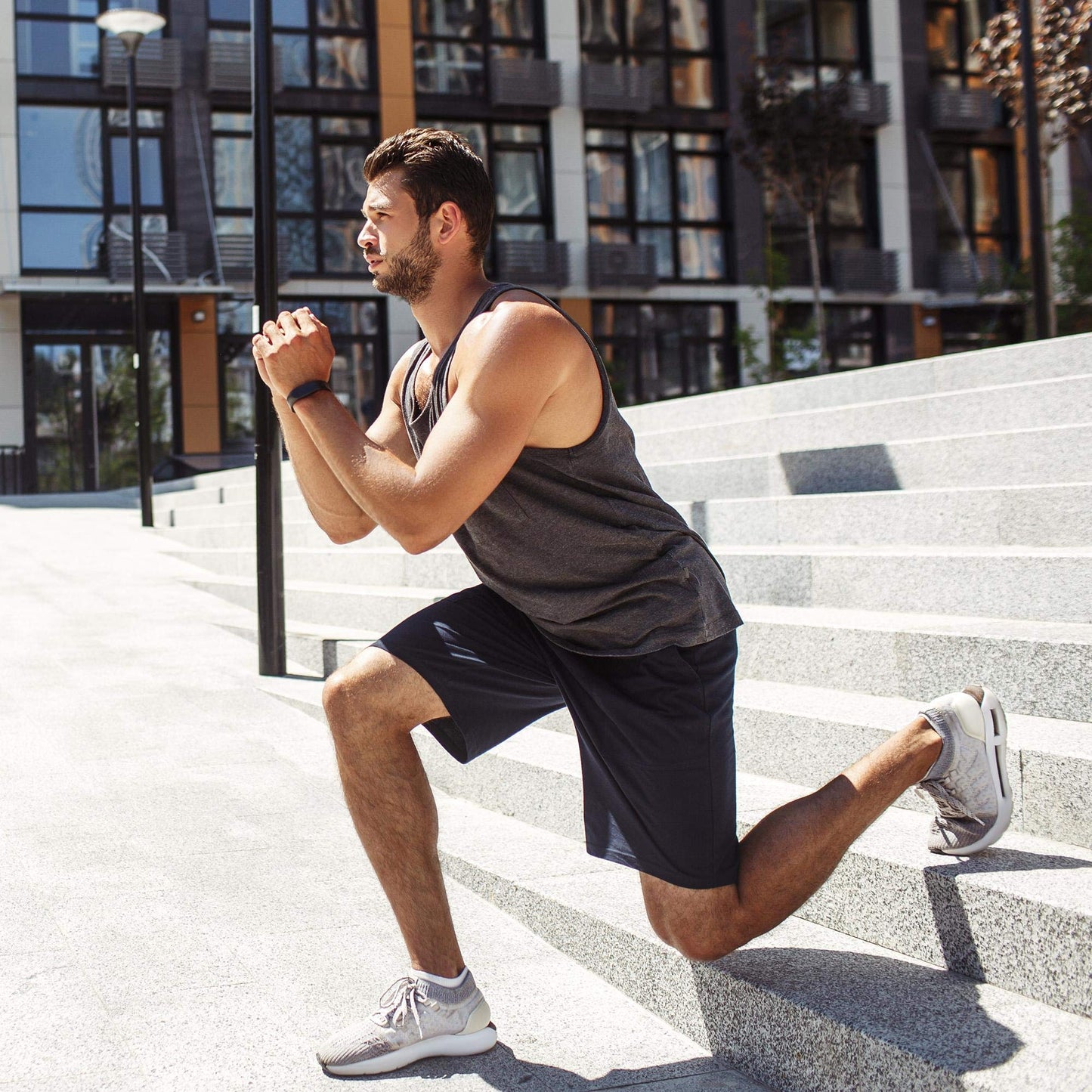 MCPORO Mens Athletic Shorts with Pockets Quick Drying Activewear for Gym Workout Black