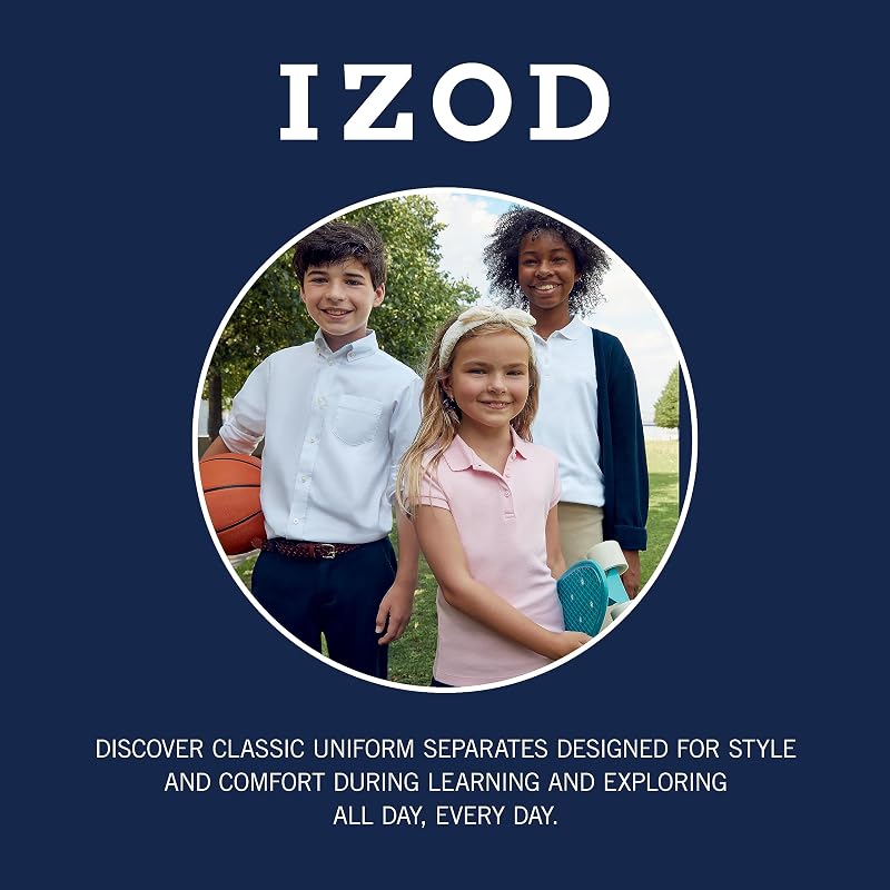 Izod Girls' School Uniform Knit Waistband Skort with Pockets, Navy 976+16
