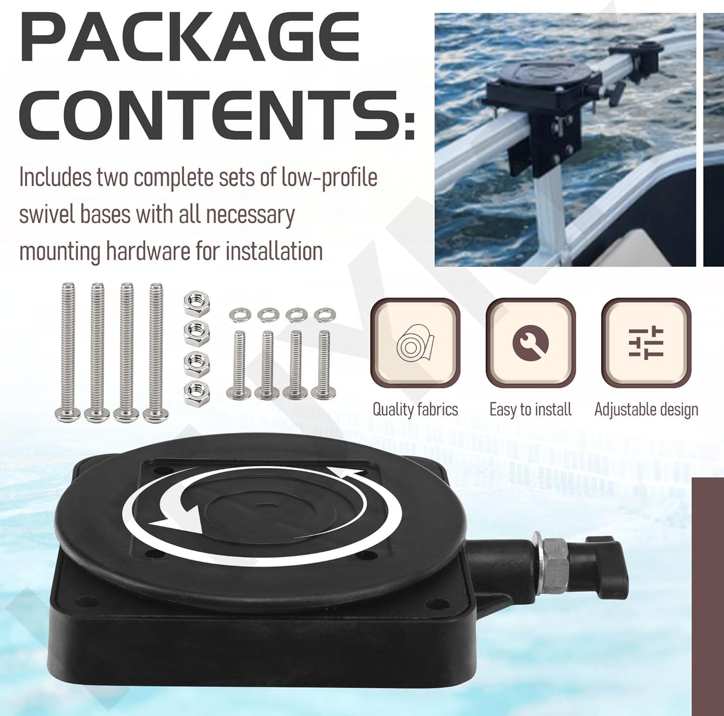 2 Pack 2207003 Standard Low-Profile Swivel Base w/Hardware Compatible with Cannon Downrigger Mount 3991913