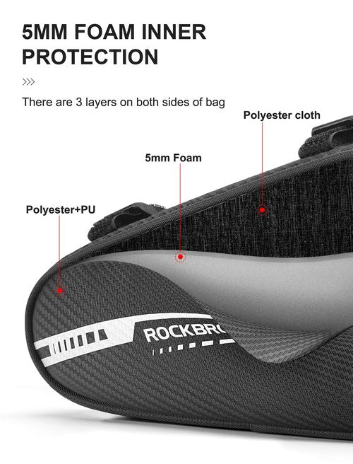 ROCKBROS Bike Bag Bicycle Frame Bag Bike Triangle Storage Bag Bike Accessories Pouch Cycling Pack for MTB Road Bicycle Accessories