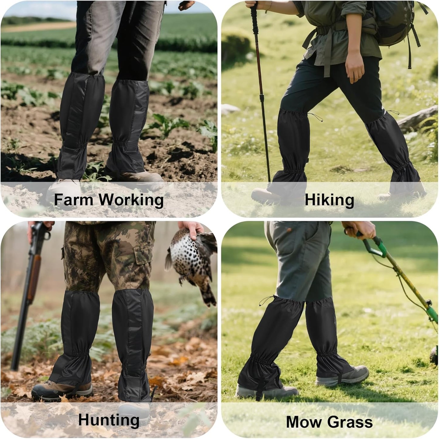 2 PCS Waterproof Lawn Care Leg Gaiters,Garden Trimming Leg Chaps,Weed Eating Leg Protectors