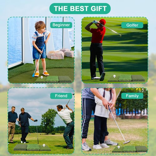 Golf Hitting Mat 24"x16"|24"x24" Tri-Turf Golf Practice Matt Outdoor Indoor Portable Training Matt Traint Aid Batting Turf Mat for Chipping, Driving and Full Swing Practice (24"x16")