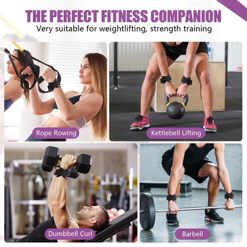 yflingjie Weightlifting Wristband - Double Layer Leather Wristband with Adjustable Neoprene Padding, Suitable for Extreme Weightlifting, Strength Enhancement, and Strength Training (Purple)