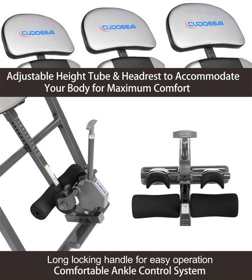 CUDOEEAI Model 1 Massage Inversion Table,Folding Heavy Duty and 300 lb Weight Capacity，Inversion Table for Back Pain Relief