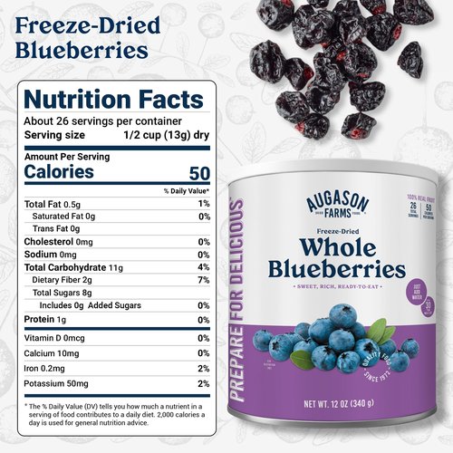 Augason Farms Freeze Dried Whole Blueberries Can – Dehydrated Fruit for Baking & Emergency Food Supply – Freeze & Dried Camping Food with Long Shelf Life for Everyday Meals – 26 Servings